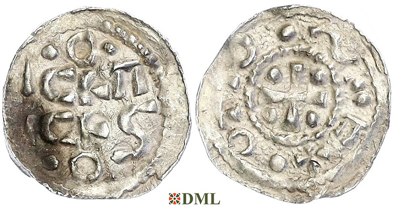 Денарий, Германия, Швабия, Otto I - Otto III (973-1002), м.д. Esslingen, Dbg. 1271