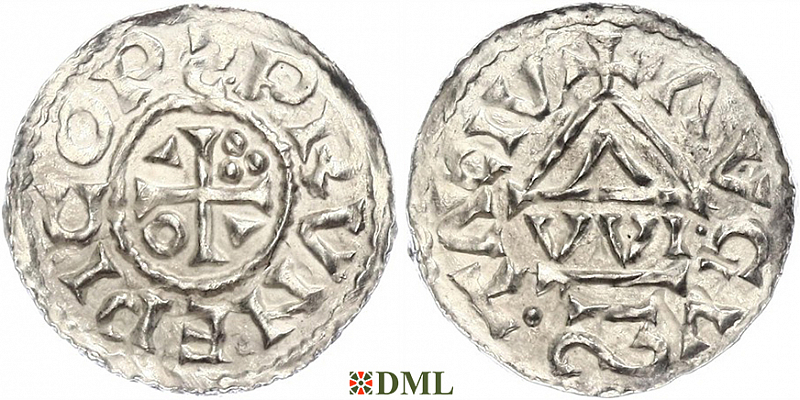 Денарий, Германия, Швабия, Bruno (1006-1029), м.д. Augsburg, монетарий WI, Hahn 1976, 142a2