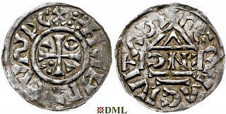 Денарий, Германия, Бавария, Heinrich II (1002-1024), м.д. Regensburg, монетарий IƆNƎ, Hahn 1976, 27d2.1
