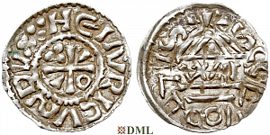 Денарий, Германия, Бавария, Heinrich II (1002-1024), м.д. Salzburg, монетарий WΛI, Hahn 1976, 89b1