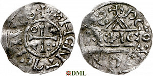 Денарий, Германия, Бавария, Heinrich II (1002-1024), м.д. Regensburg, монетарий ENCO, Hahn 1976, 27d9