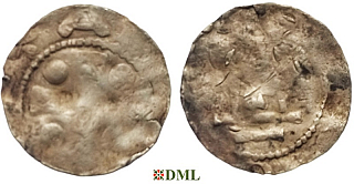 Денарий, Германия, Франкония, Otto III (983–1002), м.д. Mainz, Dbg. 783