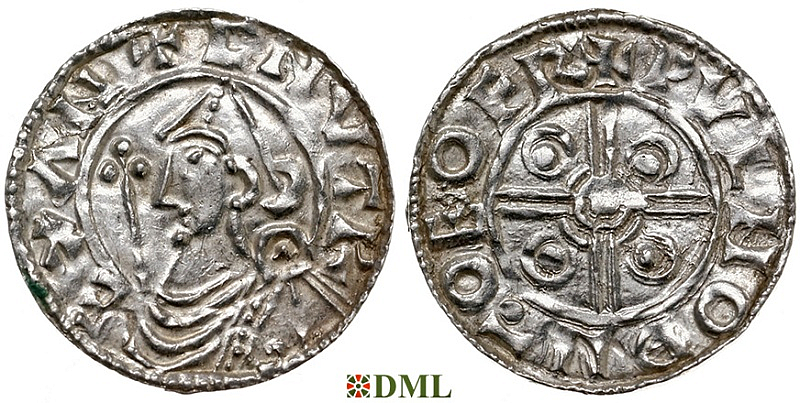 Денарий, Англия, Cnut (1016-1035), м.д. York, монетарий Wulfnoth, North 787