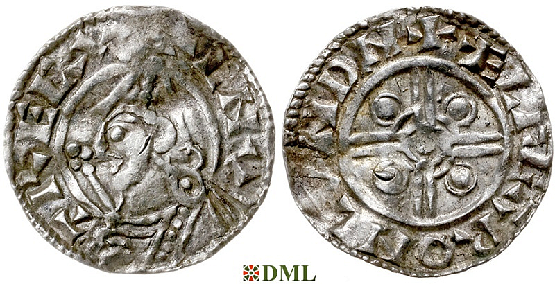 Денарий, Англия, Cnut (1016-1035), м.д. London, монетарий Ælfgar, North 787