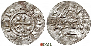 Денарий, Германия, Бавария, Hg. Heinrich II (985-995), м.д. Regensburg, монетарий MAO, Hahn 1976, 22f1.5