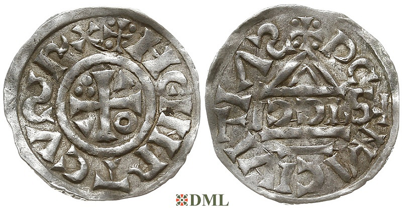 Денарий, Германия, Бавария, Heinrich II (1002-1024), м.д. Regensburg, монетарий SICCI, Hahn 1976, 27h1.1
