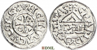 Денарий, Германия, Бавария, Heinrich II (1002-1024), м.д. Cham, монетарий HECIL, Hahn 1976, 80a1