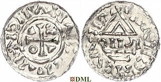 Денарий, Германия, Бавария, Heinrich II (1002-1024), м.д. Neuburg, монетарий DIIUT, Hahn 1976, 85a1