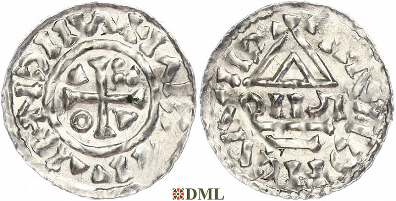 Денарий, Германия, Бавария, Heinrich II (1002-1024), м.д. Neuburg, монетарий DIIUT, Hahn 1976, 85a1