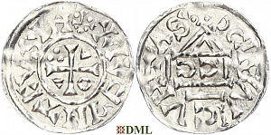 Денарий, Германия, Бавария, Heinrich II (1002-1024), м.д. Regensburg, монетарий ICCI., Hahn 1976, 27h2