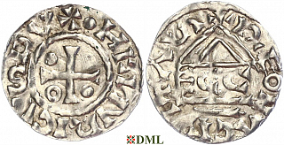 Денарий, Германия, Бавария, Heinrich II (985-995), м.д. Regensburg, монетарий ECCO, Hahn 1976, 22b2