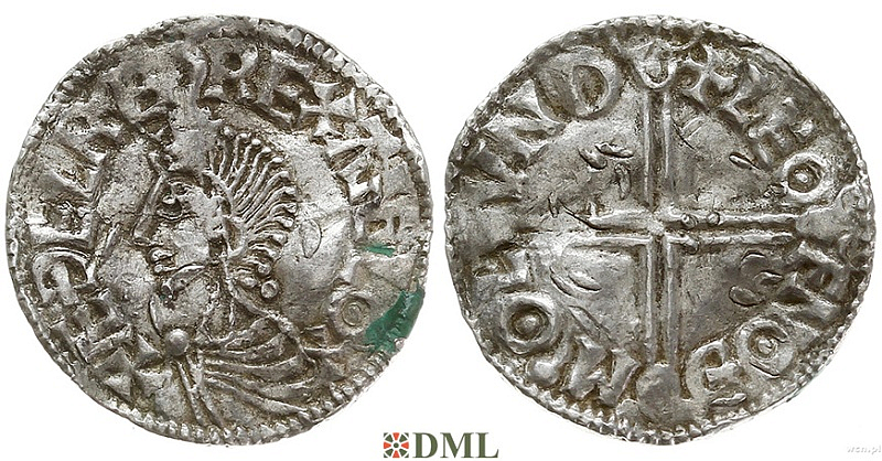Денарий, Англия, Æthelred II (978-1016), м.д. London, монетарий Leofnoth, North 774
