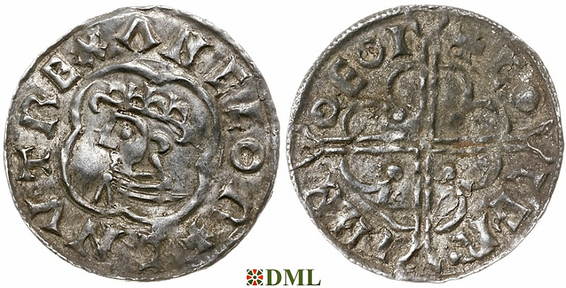 Денарий, Англия, Cnut (1016-1035), м.д. York, монетарий Colgrim, North 781