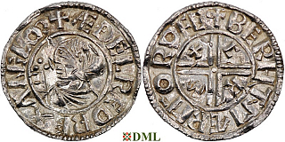 Денарий, Англия, Æthelred II (978-1016), м.д. Rochetser, монетарий Beorhtmær, North 770