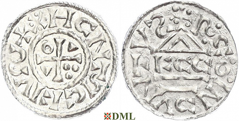 Денарий, Германия, Бавария, Heinrich II (1002-1024), м.д. Regensburg, монетарий ECCO, Hahn 1976, 27c2