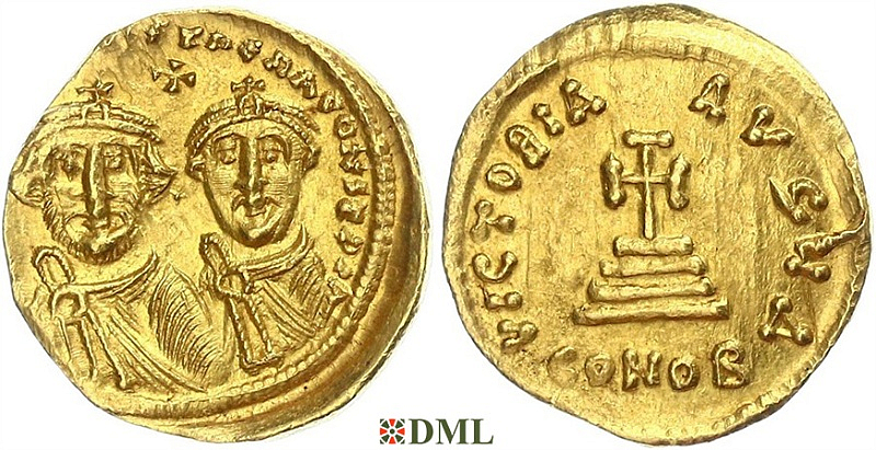 Солид, Византия, Heraclius (610-641) и Heraclius Constantine (613–641), м.д. Constantinople