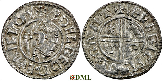 Денарий, Англия, Æthelred II (978-1016), м.д. Cambridge, монетарий Ælfric, North 770