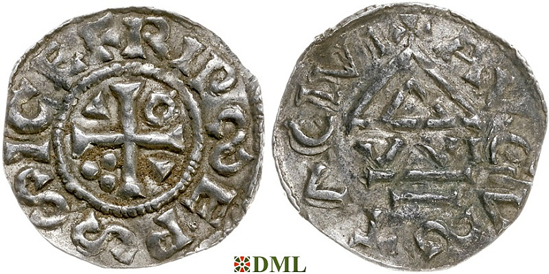 Денарий, Германия, Швабия, Siegfried I (1000-1006), м.д. Augsburg, монетарий WI, Hahn 1976, 141a1.1