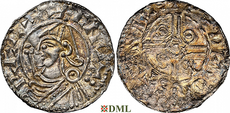 Денарий, Англия, Cnut (1016-1035), м.д. Steyning, монетарий Wudia, North 787
