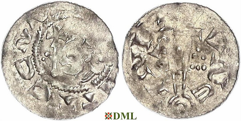 Денарий, Германия, Саксония, Adalbert (1043-1072), м.д. Bremen, Dbg. 1777