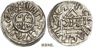 Денарий, Германия, Бавария, Heinrich II (1002-1024), м.д. Regensburg, монетарий ENCI, Hahn 1976, 27d2