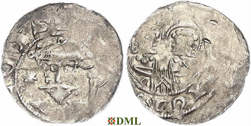 Денарий, Германия, Саксония, Heinrich IV (1084-1106), м.д. Goslar, Dbg. 680