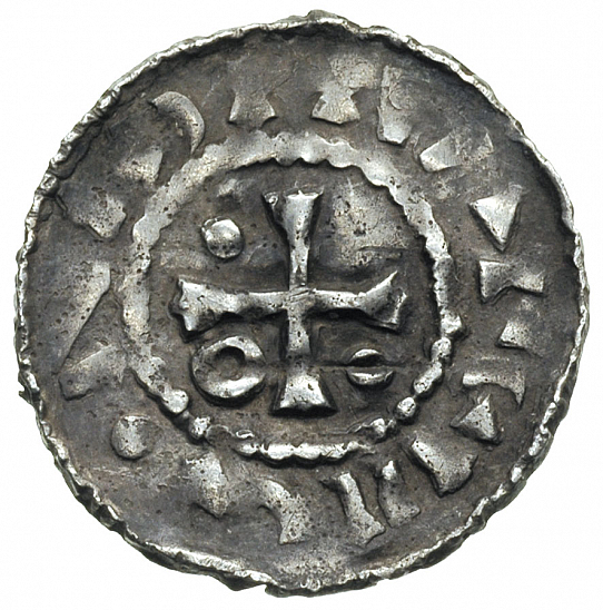 Денарий, Германия, Бавария, Hg. Heinrich II (985-995), м.д. Regensburg, монетарий MAO, Hahn 1976, 22.f1.5