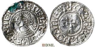 Денарий, Англия, Æthelred II (978-1016), м.д. Hastings, монетарий Ælfward, North 777