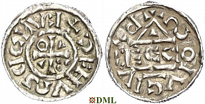 Обол, Германия, Бавария, Heinrich II (1002-1024), м.д. Regensburg, монетарий ECCO, Hahn 1976, 28c1