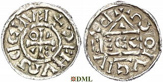 Обол, Германия, Бавария, Heinrich II (1002-1024), м.д. Regensburg, монетарий ECCO, Hahn 1976, 28c1