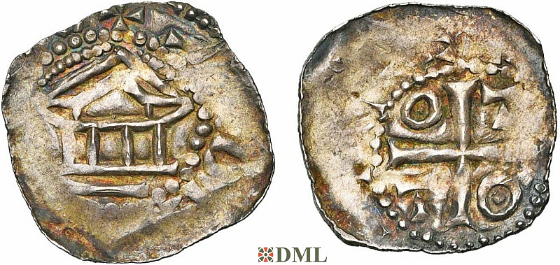 Денарий, Германия, Верхняя Лотарингия, Adalbero II (984-1005), м.д. Metz, Dbg. 1404