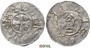 Денарий, Германия, Саксония, Otto III (983-1002), м.д. Goslar, type OAP