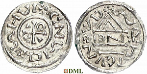 Денарий, Германия, Бавария, Heinrich II (1002-1024), м.д. Regensburg, монетарий EИCI, Hahn 1976, 27d3
