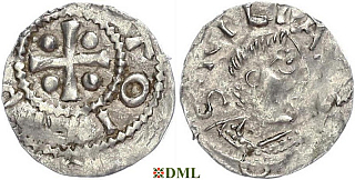 Денарий, Германия, Франкония, Otto III (983-1002), м.д. Wurzburg, Dbg. 856