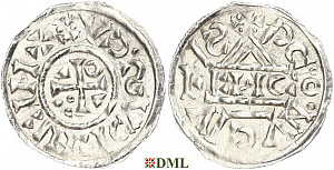 Денарий, Германия, Бавария, Heinrich II (1002-1024), м.д. Regensburg, монетарий EИCO, Hahn 1976, 27d9