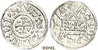 Денарий, Германия, Бавария, Heinrich II (1002-1024), м.д. Regensburg, монетарий EИCO, Hahn 1976, 27d9