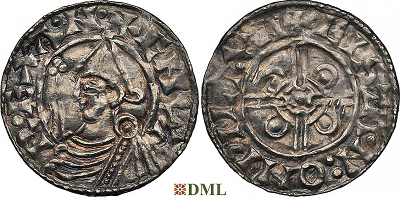 Денарий, Англия, Cnut (1016-1035), м.д. Wilton, монетарий Ælstan, North 787