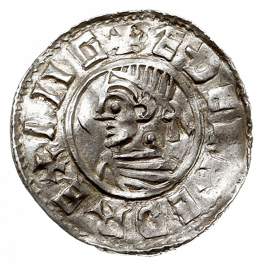 Денарий, Англия, Æthelred II (978-1016), м.д. Lincoln, монетарий Aesceman, North 777