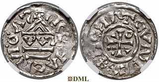 Денарий, Германия, Бавария, Heinrich II (1002-1024), м.д. Regensburg, монетарий OWИ, Hahn 1976, 27j1.1