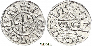 Денарий, Германия, Бавария, Heinrich II (1002-1024), м.д. Regensburg, монетарий SC, Hahn 1976, 27h4