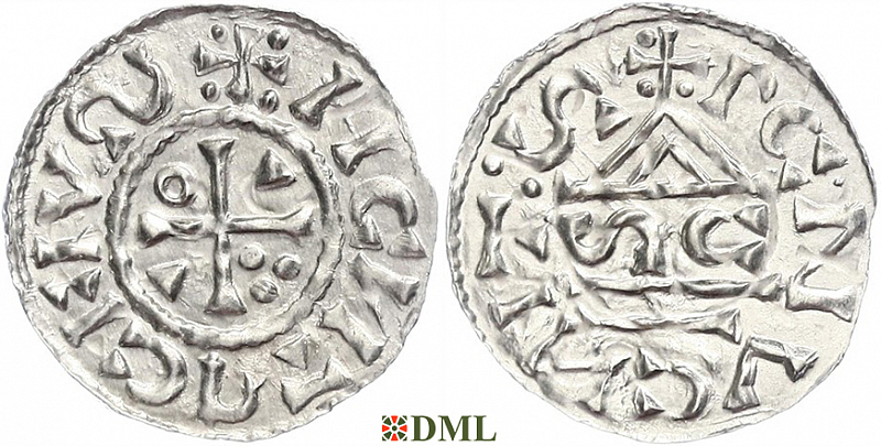 Денарий, Германия, Бавария, Heinrich II (1002-1024), м.д. Regensburg, монетарий SC, Hahn 1976, 27h4