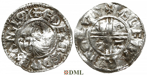 Денарий, Англия, Æthelred II (978-1016), м.д. London, монетарий Ælfgar, North 770