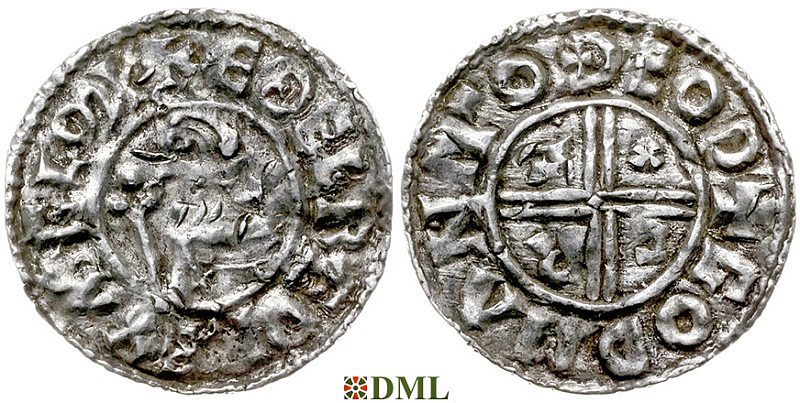 Денарий, Англия, Æthelred II (978-1016), м.д. Thetford, монетарий Godman, North 770