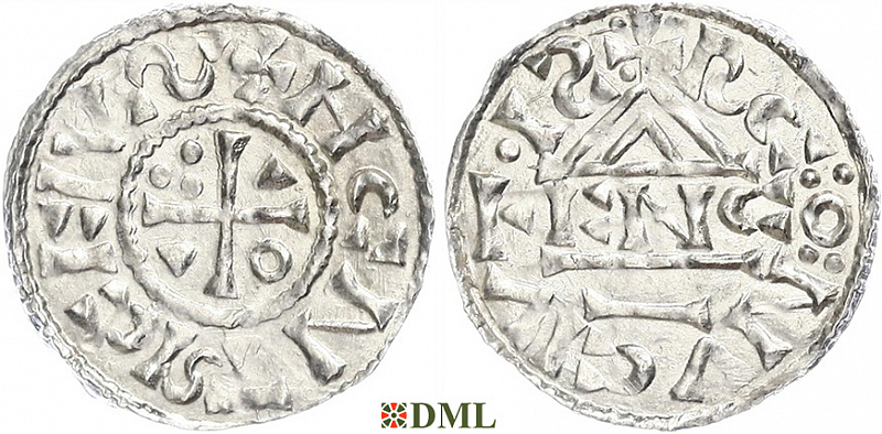 Денарий, Германия, Бавария, Heinrich II (1002-1024), м.д. Regensburg, монетарий ENCO, Hahn 1976, 27d8
