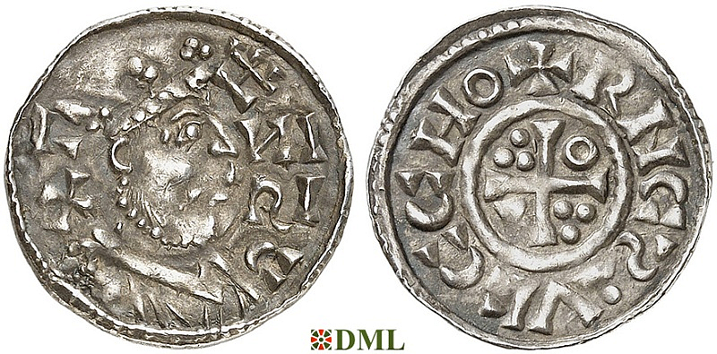 Денарий, Германия, Бавария, Heinrich II (1002-1024), м.д. Regensburg, монетарий ECCHO, Hahn 1976, 29b2