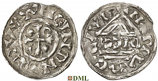 Денарий, Германия, Бавария, Heinrich IV (995-1002), м.д. Nabburg, монетарий DICCI, Hahn 1976, 73a1