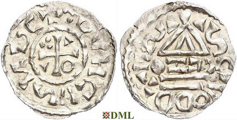 Денарий, Германия, Бавария, Heinrich II (1002-1024), м.д. Salzburg, монетарий CEZO, Hahn 1976, 89a2