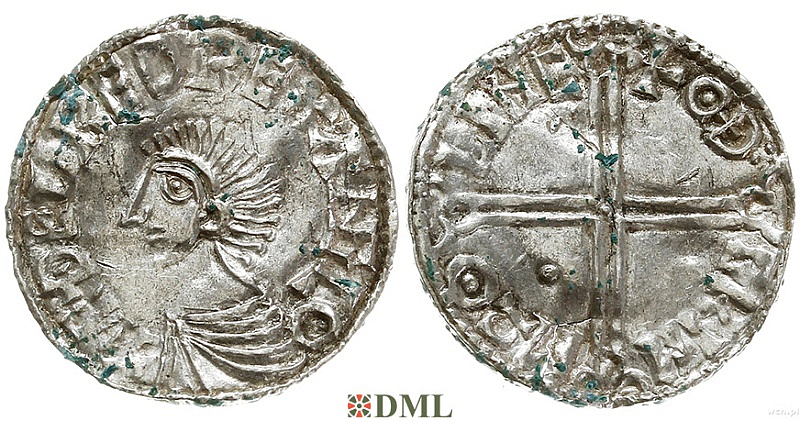 Денарий, Англия, Æthelred II (978-1016), м.д. Lincoln, монетарий Othgrim, North 774