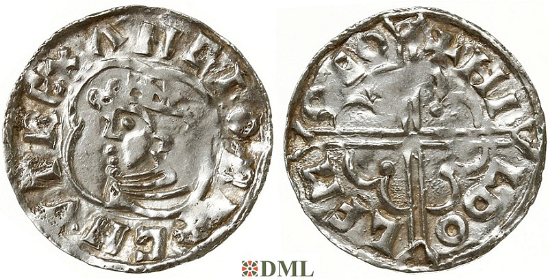 Денарий, Англия, Cnut (1016-1035), м.д. York, монетарий Hildulfr, North 781