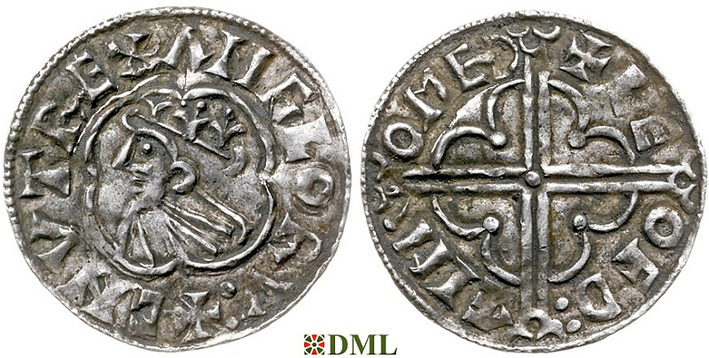 Денарий, Англия, Cnut (1016-1035), м.д. Peterborough, монетарий Leofdæg, North 781